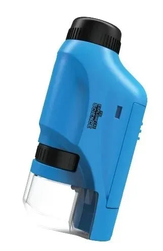 Mini Pocket Handheld Microscope Kit 60X-120X Battery Powered With Lab LED Light For Kids Biological Science Peaceful Pleasures Health and Wellness Blue