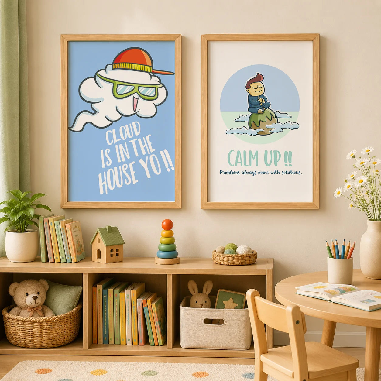 Cartoon Animal Canvas Wall Art for Kids Nursery Room Decor Kids Canvas Wall Art Peaceful Pleasures Health and Wellness