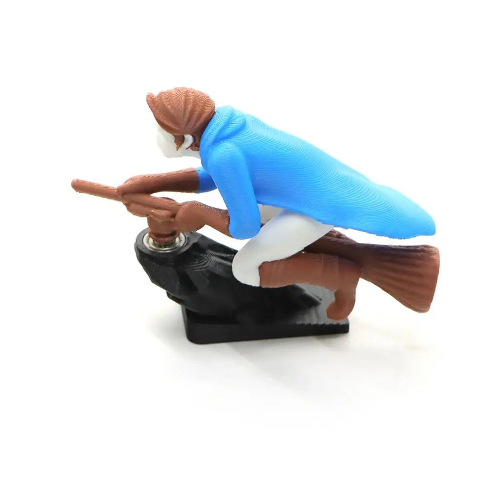 Witch Wizard Broomstick Moving Dashboard Ornament | Car Decor