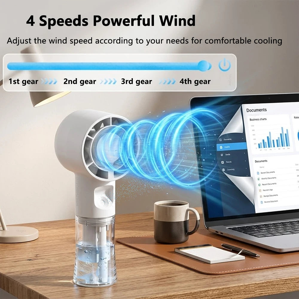 Portable Humidifier Mist Fan Rechargeable Mini Handheld Water Mist Fan Small Personal Air Cooling Fan for Outdoor Mini Spray Fan Peaceful Pleasures Health and Wellness