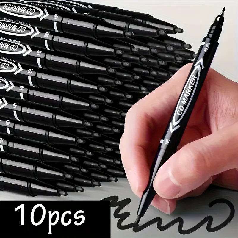 10 Double-Ended Permanent Markers | Fine & Broad Tip, Non-Toxic