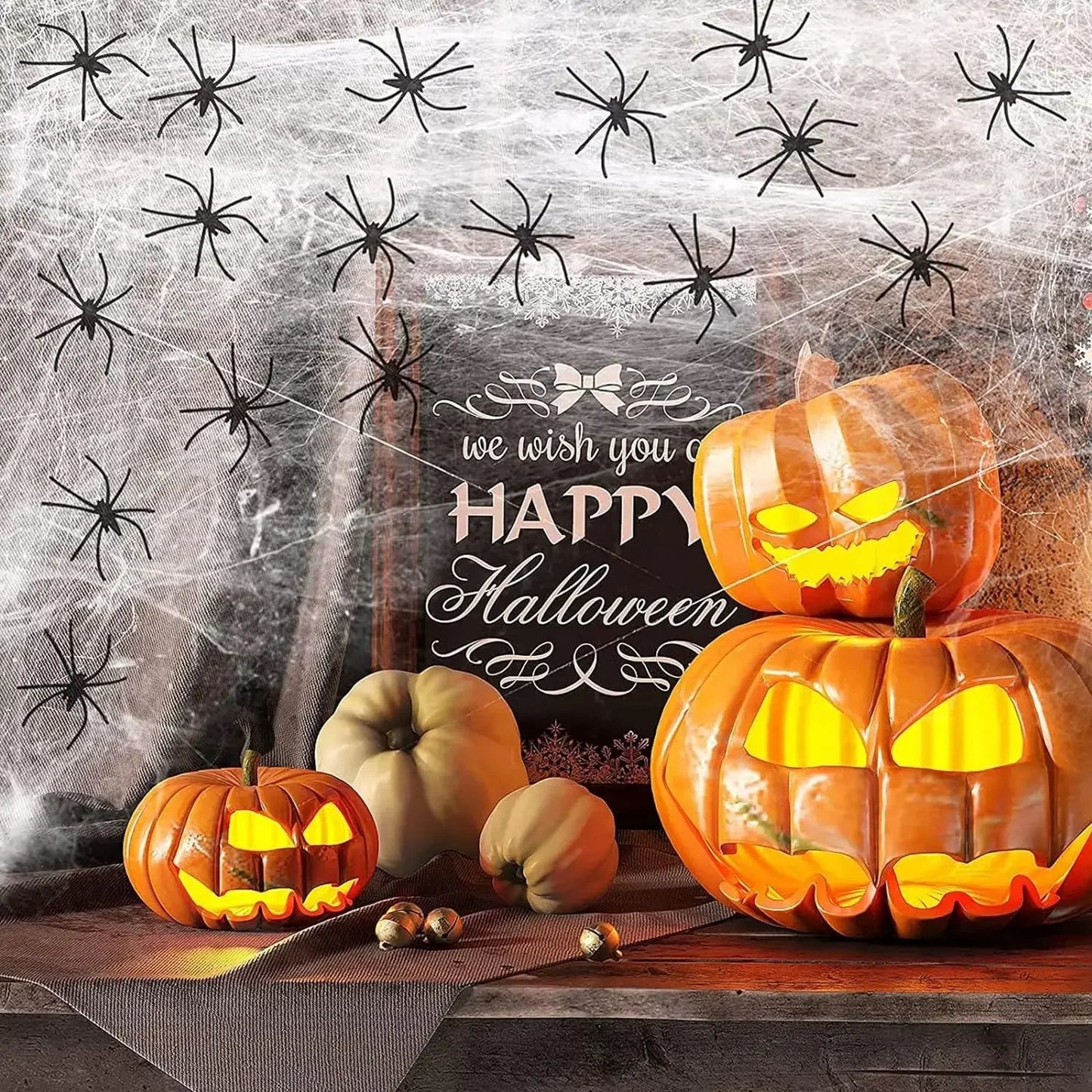 Halloween Stretchy Spider Web Cobweb Decoration Prop – 1–20 PCS