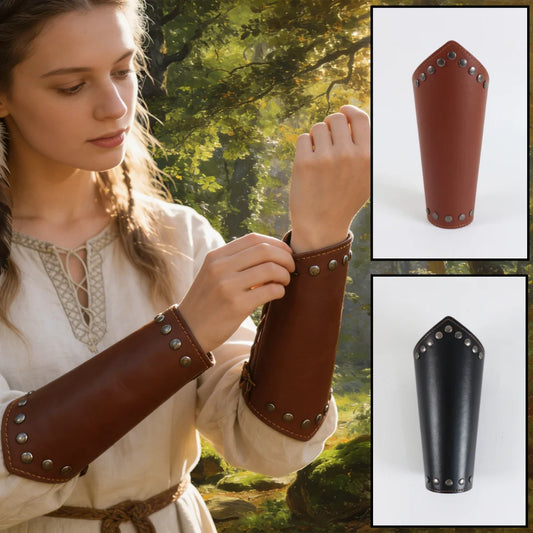 Medieval PU Leather Gauntlet Wristband Arm Bracers Punk Bracer Wrist Peaceful Pleasures Health and Wellness