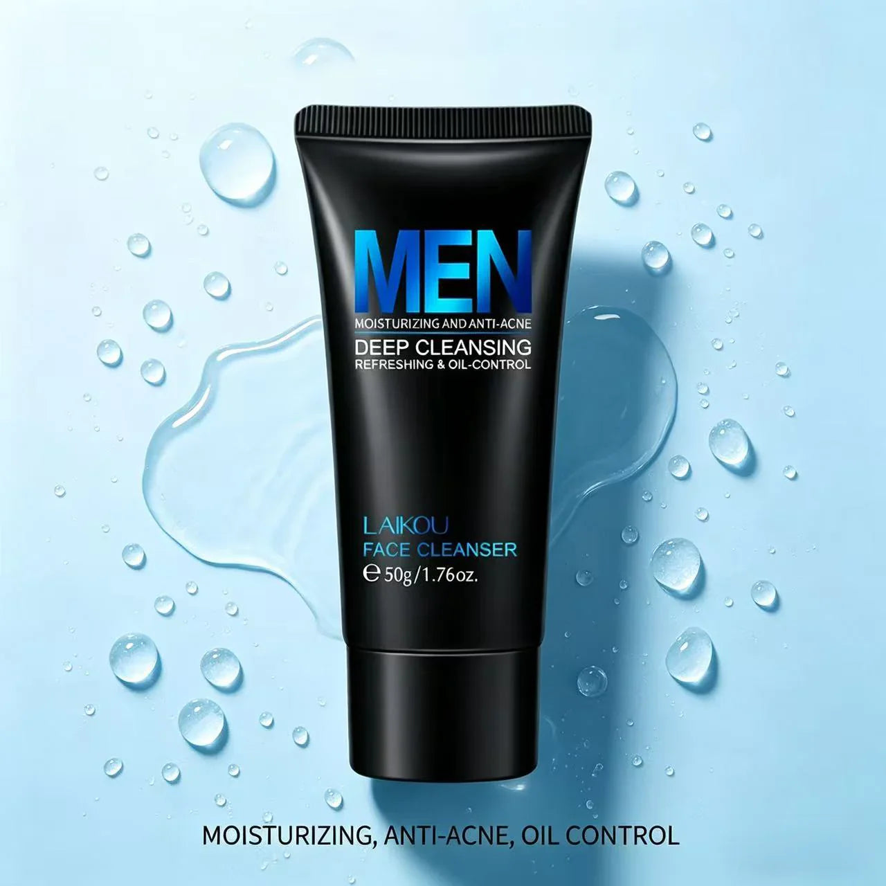 LAIKOU Men Face Cleanser – Oil Control, Anti-Acne & Pore Care