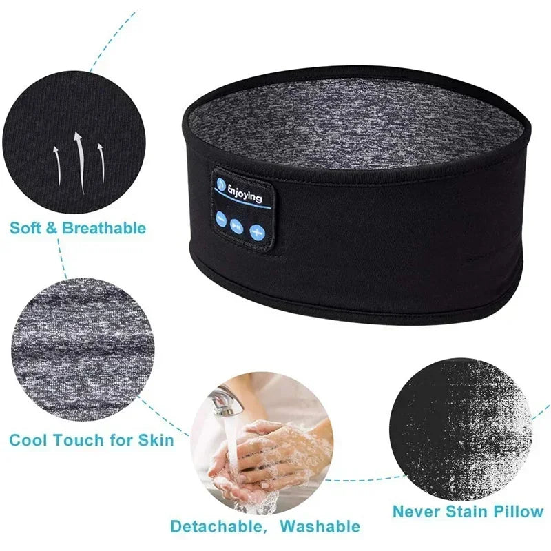 Removable Music Sleep Eye Mask Bluetooth Headband for Sports Yoga Running Wireless Headphones Elastic Gym Absorb Sweat Headband Peaceful Pleasures Health and Wellness