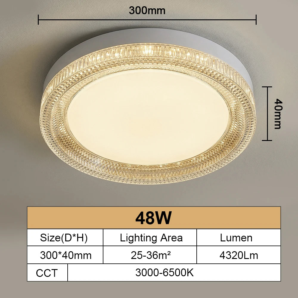 RUNTOIN Ultrathin Crystal LED Ceiling Light | Modern Square & Round