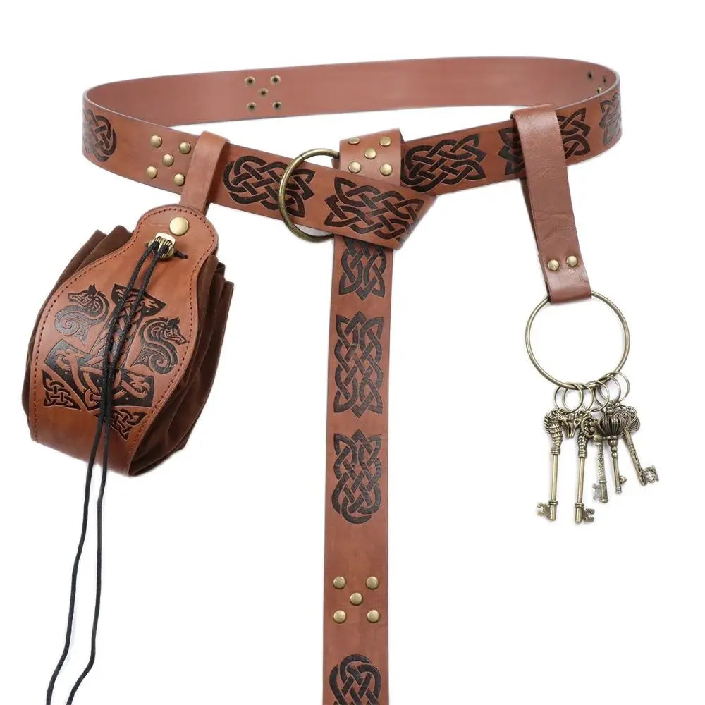 Medieval Cosplay Belt Renaissance Copper Coin Printed Waist Bag