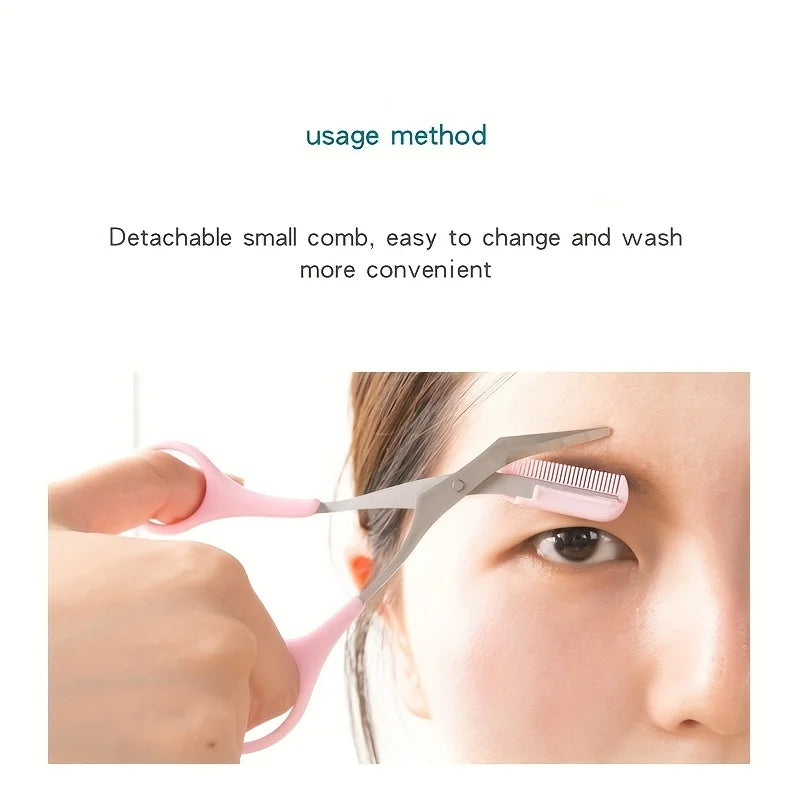 Stainless Steel Eyebrow Trimming Scissors With Comb, Safe Eyebrow Trimming Makeup Tool, Precise Creation Of Perfect Eyebrow Shap Peaceful Pleasures Health and Wellness