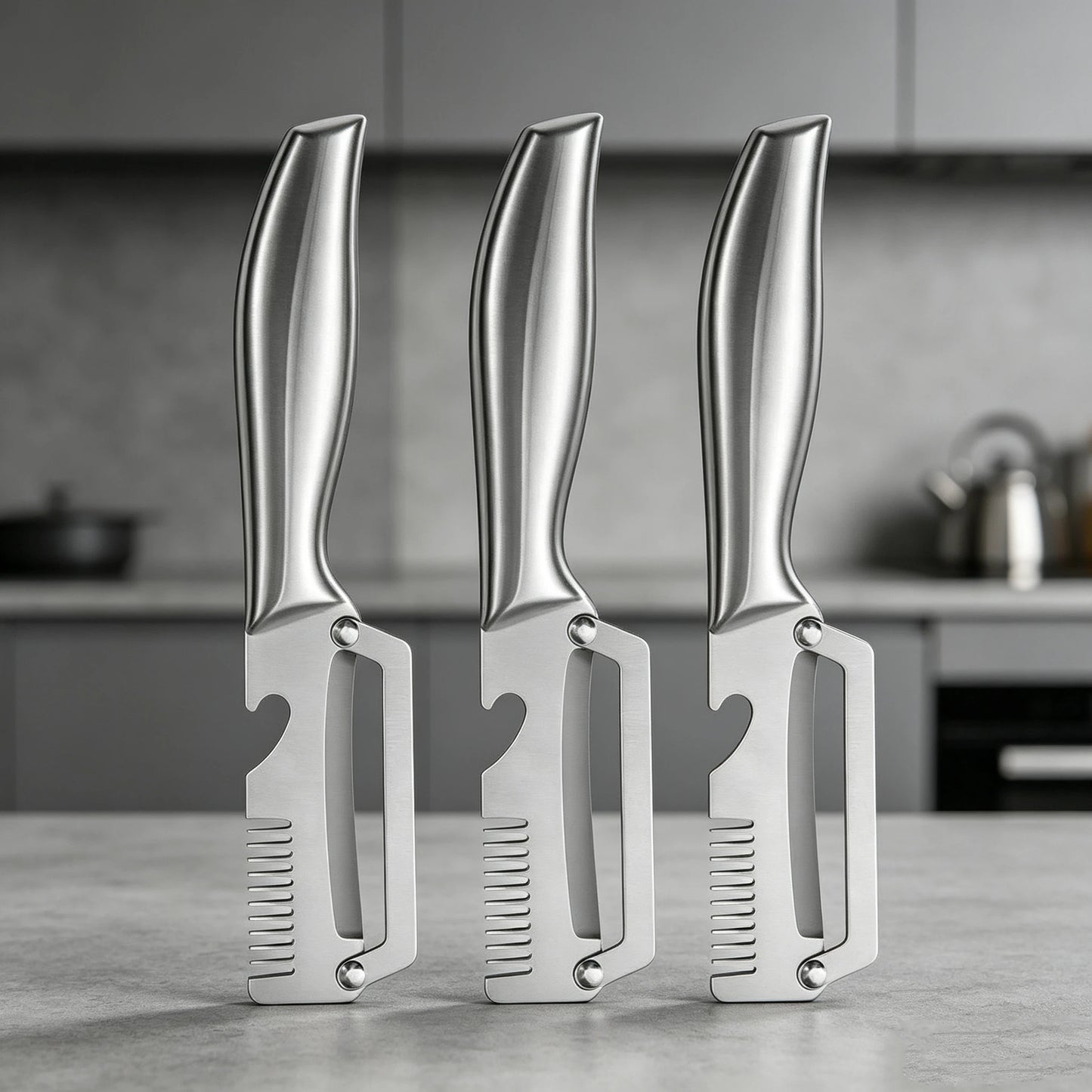 Stainless Steel Peeler with Wooden Handle – Multi-Function Fruit & Vegetable Peeling Tool Peaceful Pleasures Health and Wellness 3pcs Stainless ste