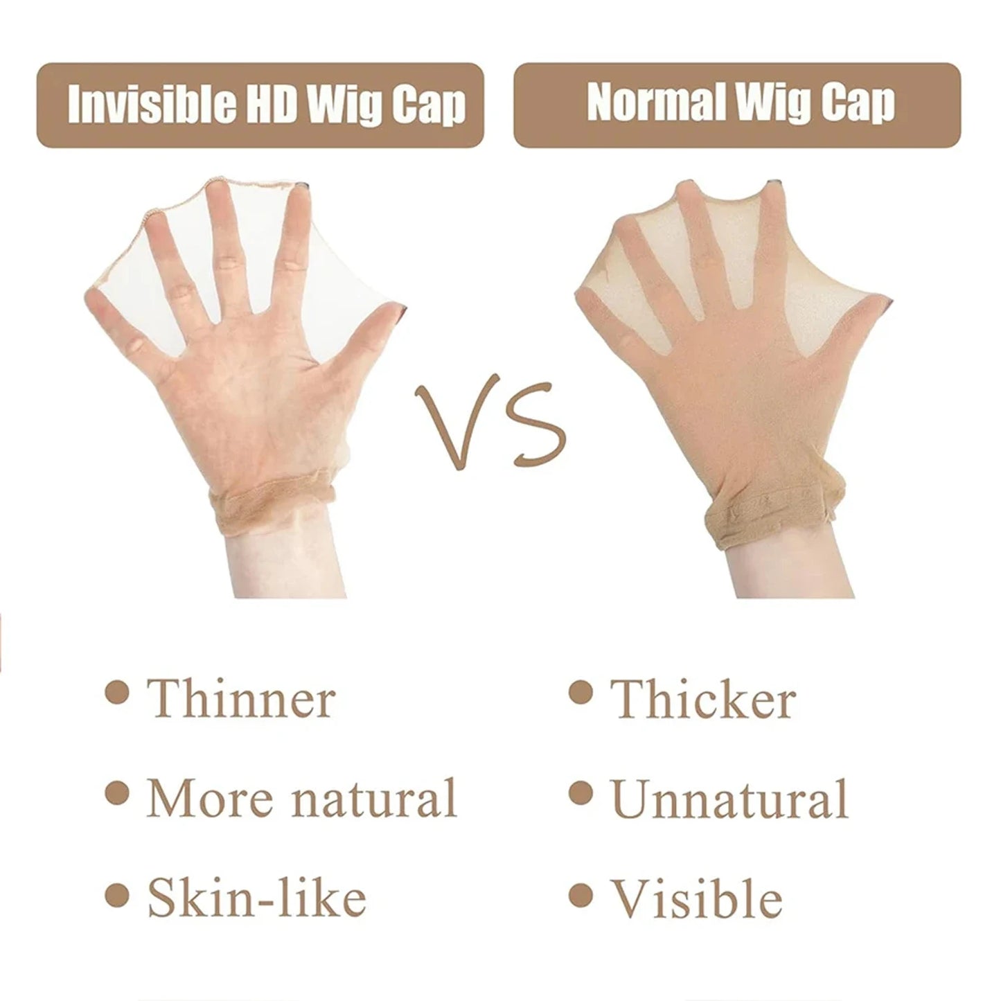 HD Transparent Lace Front Wig Caps – Stretchy Nylon, Light Brown