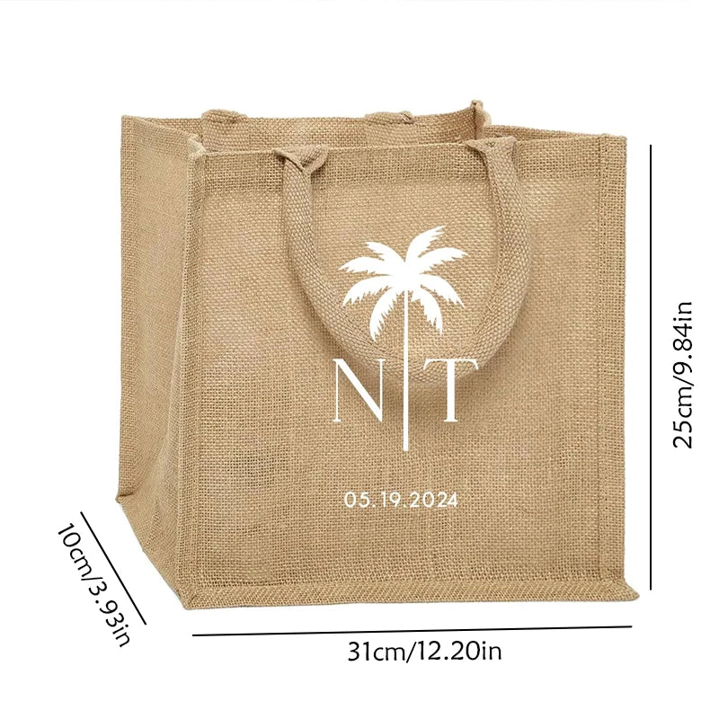 Personalized Palm Tree Beach Tote Bag | Bridal Wedding Gift Personalized Tote Bag Peaceful Pleasures Health and Wellness