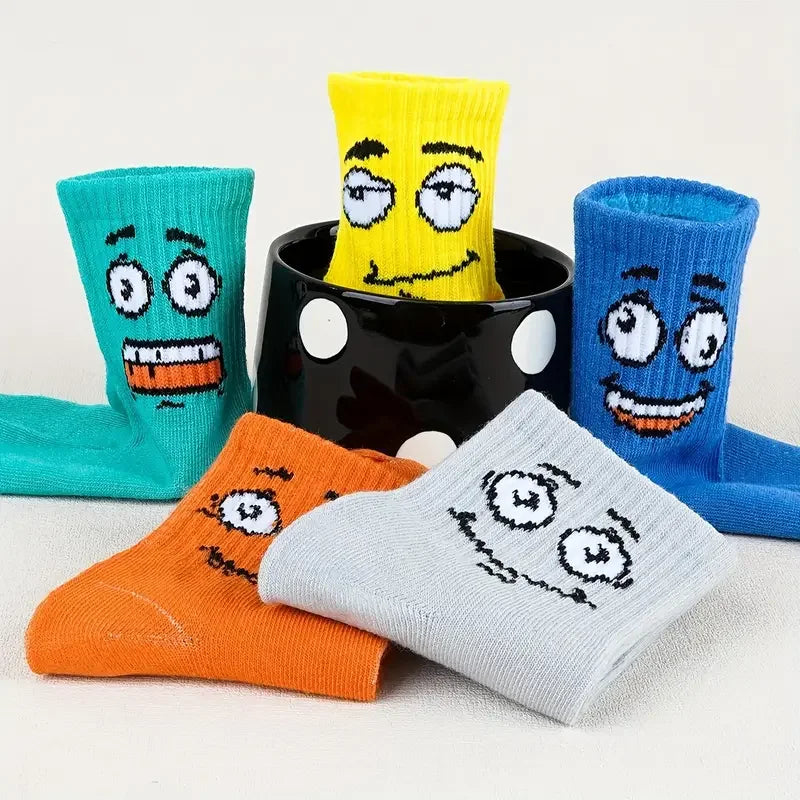 Kids' Colorful Emoticon Socks – 5 Pairs | Ages 1–12 Kids' Novelty Socks Peaceful Pleasures Health and Wellness