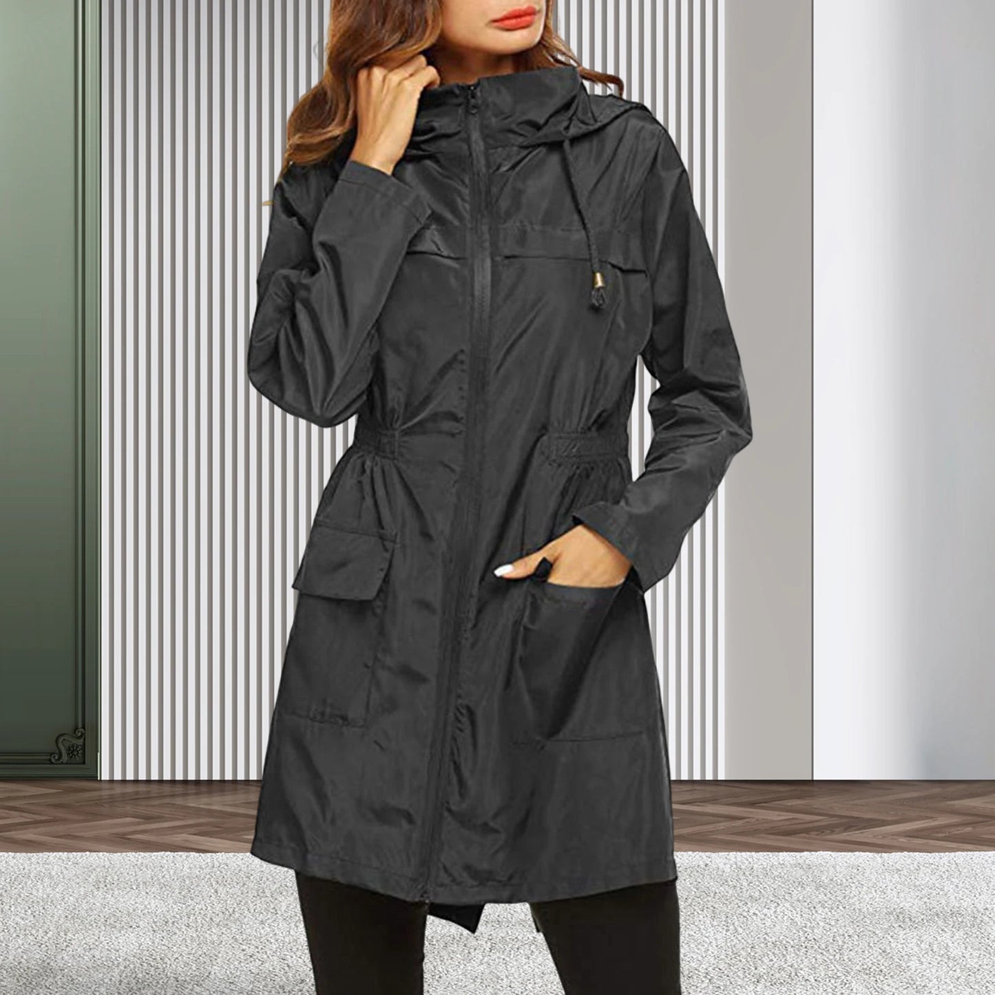 Women Zipper Hooded Raincoat Foldable and Easy to Carry for Adults Teenagers Women Men Peaceful Pleasures Health and Wellness