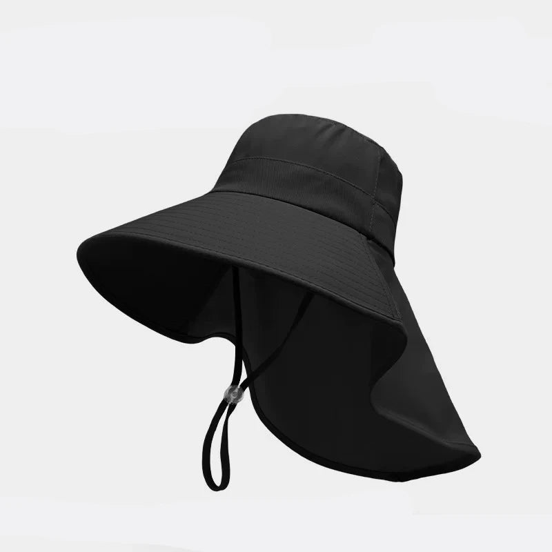 A Large Shawl Sun Hat Covering The Face Windproof and UV-resistant A Versatile Cycling Sun Hat A Fisherman's Hat for Women Peaceful Pleasures Health and Wellness black