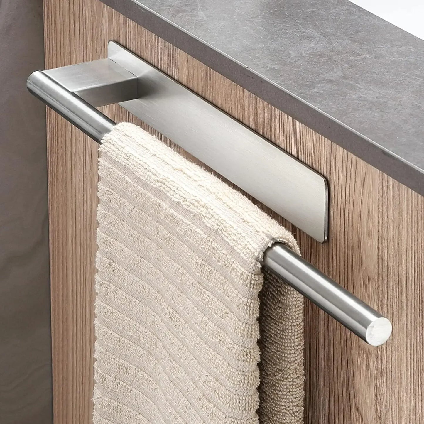 Stainless Steel Towel Bar Home Double-pole Paper Roll Rack Towel Rack Bathroom Kitchen Storage Rack Single-pole Towel Bar Set Peaceful Pleasures Health and Wellness Silver 1 Bar