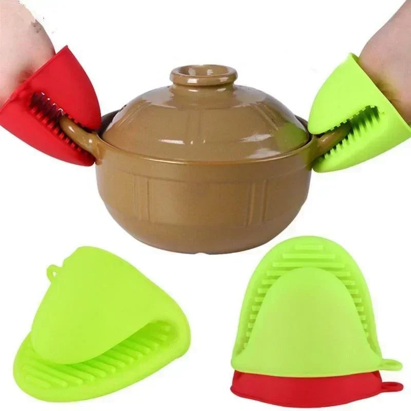 1Pair Anti Scald Oven Gloves Silicone Heat Resistant Microwave Clips