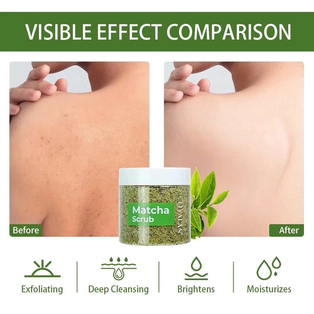 LIYALAN Matcha Green Tea Body Scrub – Sea Salt & Almond Oil Peaceful Pleasures Health and Wellness