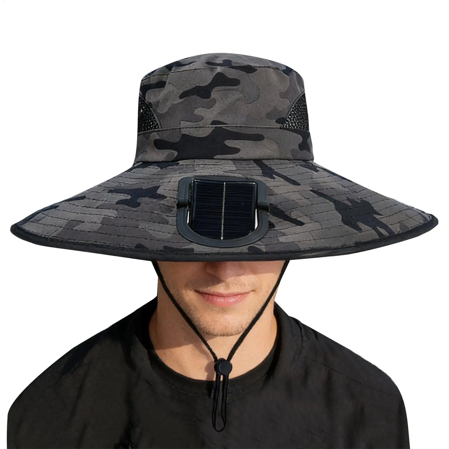 Solar Fan Fishing Hat – Wide Brim Sun Cap for Outdoors