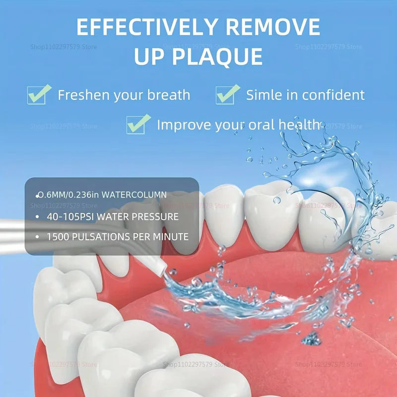 Portable Smart Electric Oral Irrigator Water Flosser with 4 Jets 3 Modes Rechargeable Dental Teeth Cleaner Travel and Daily Use Peaceful Pleasures Health and Wellness