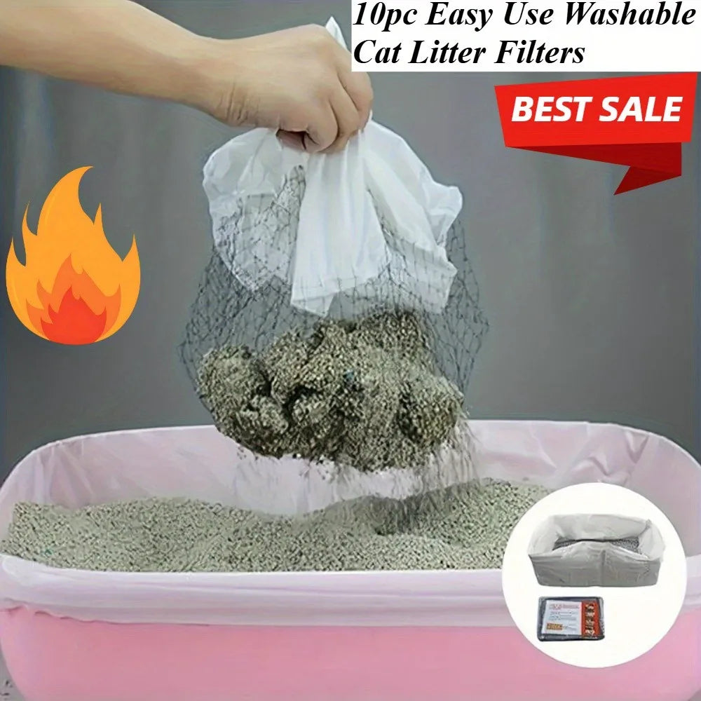 10pcs Washable Cat Litter Filters - Easy to Use, Recyclable, Excellent Workmanship, Designed for Pet Litter Box Liners Peaceful Pleasures Health and Wellness