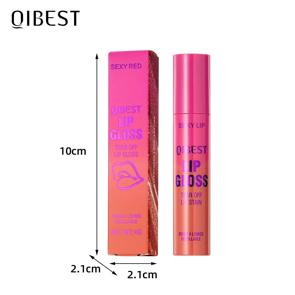 QIBEST Peel Off Red Lip gloss Lip Outline Contour Tattoo Lip Stain Lasting Transfer Resistant Tear Off Peel Off Lipstick Makeup Peaceful Pleasures Health and Wellness