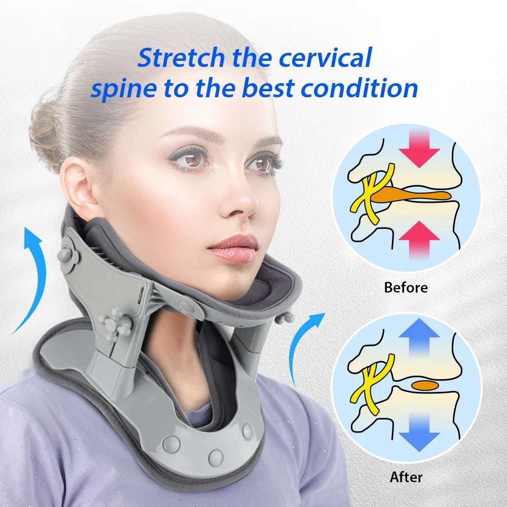 3 in 1 Neck Cervical Traction Electric Heating Spine Stretcher Support Collar Home Chiropractic Tool Spine Neck Posture Brace Peaceful Pleasures Health and Wellness