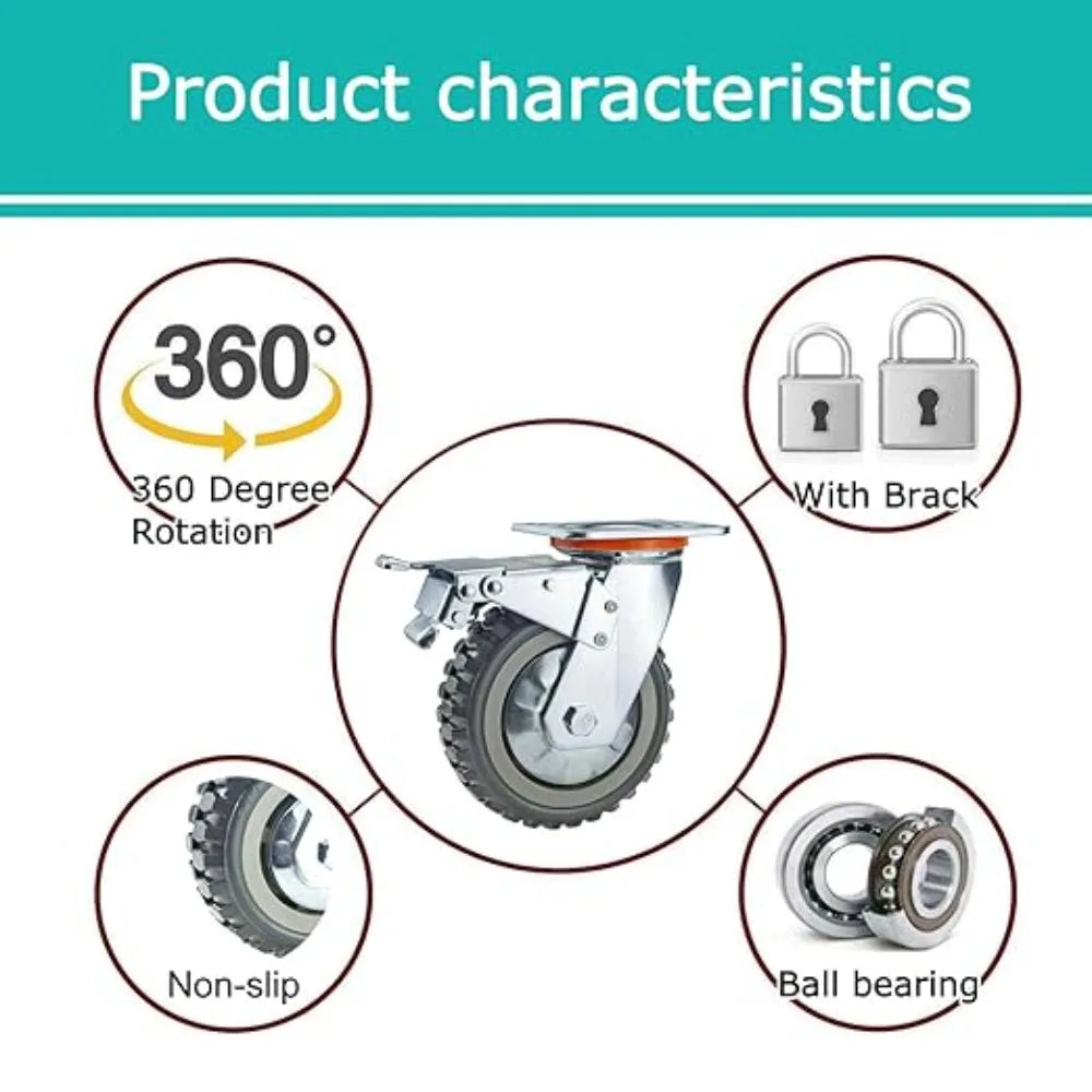 Heavy-Duty Rubber Swivel Casters – Noiseless Furniture Wheels