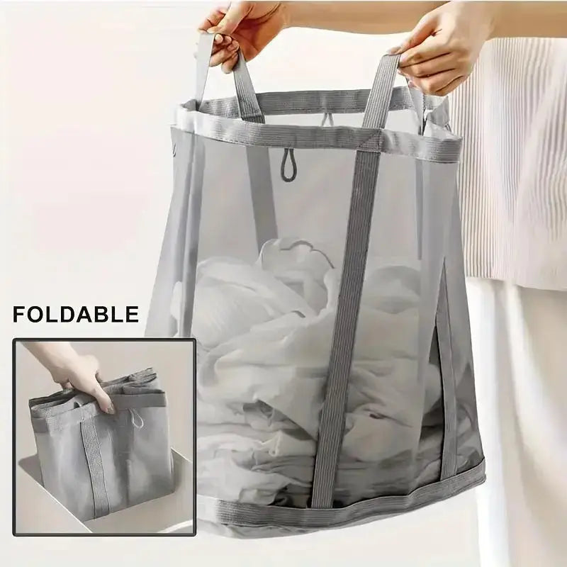 Foldable Dirty Laundry Basket Mesh Breathable Laundry Basket Clothes Toy Storage Baskets Large Capacity Home Storage Supplies Peaceful Pleasures Health and Wellness