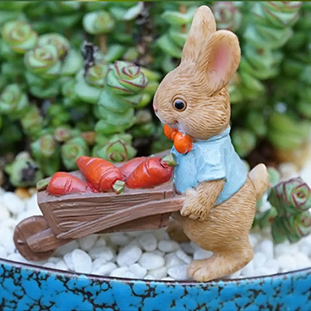 Cartoon Rabbit & Turtle Resin Garden Figurines | Micro Landscape