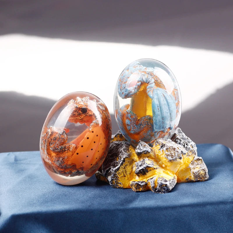 Crystal Lava Dragon Egg Resin Sculpture | Fantasy Collectible