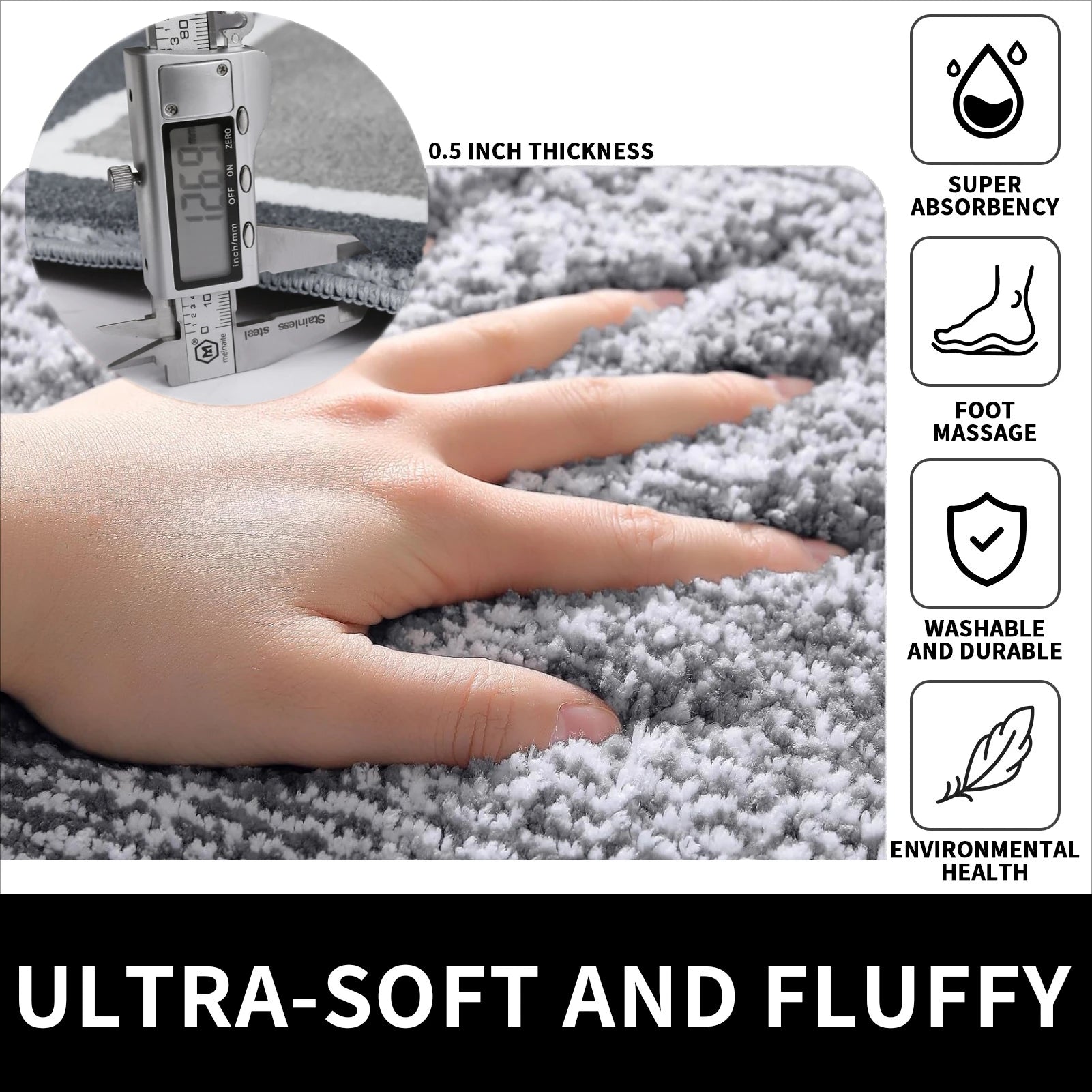 Plush Bathroom Rugs Soft Super Absorbent Microfiber Bath Non-slip Mats Machine Washable Shaggy Carpeta Shower Foot Floor Mat Peaceful Pleasures Health and Wellness