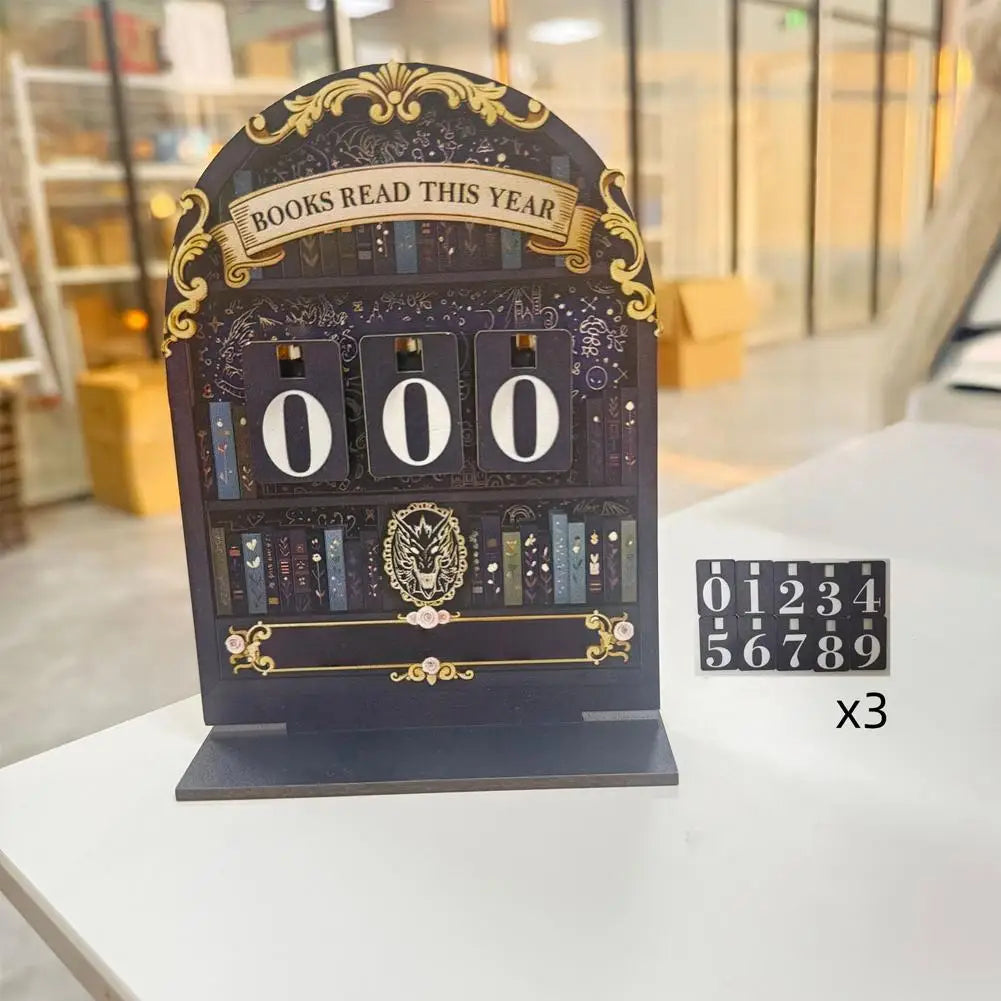 Retro Wooden Reading Tracker Counter – Up to 999 Books
