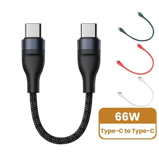 25cm USB-C to USB-C Fast Charging Cable | 6A PD Braided USB-C Charging Cable Peaceful Pleasures Health and Wellness