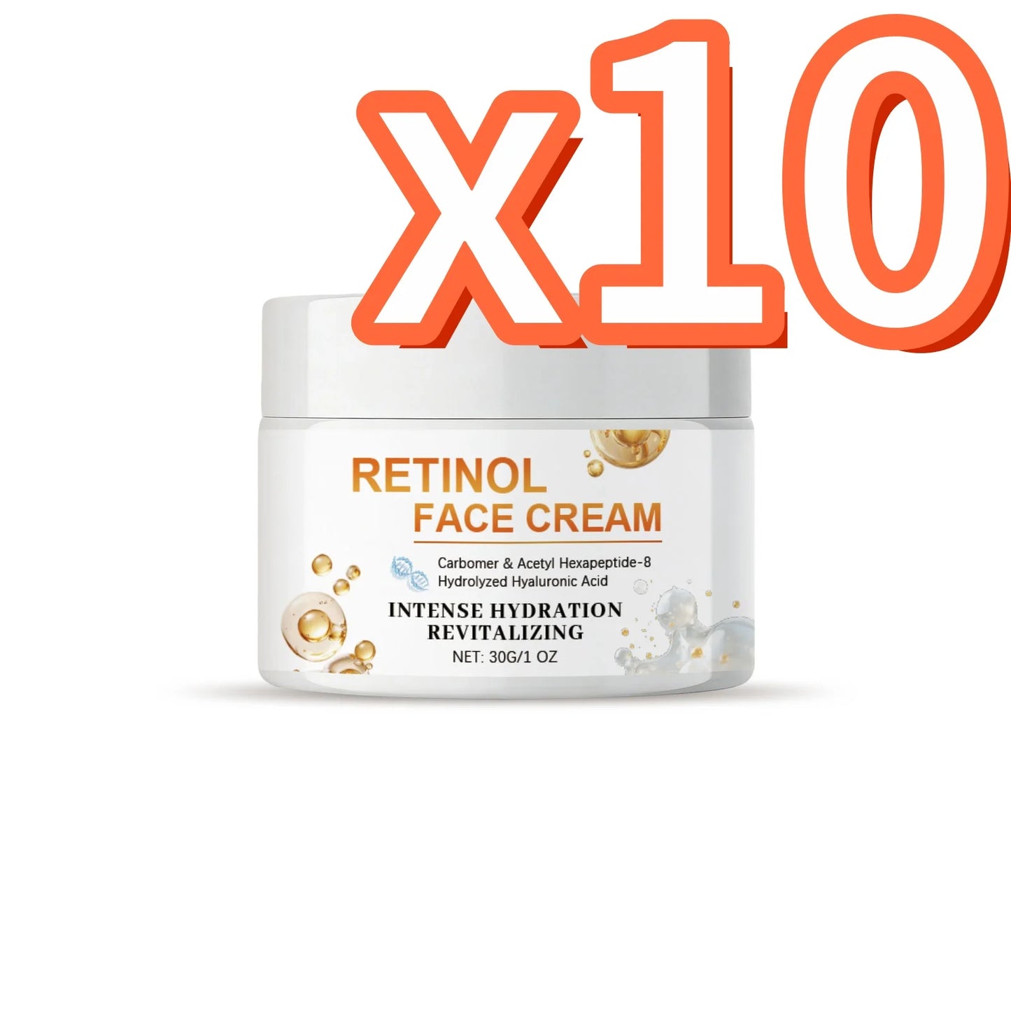 Retinol Face Cream Enhance Skin Firmness Deeply Hydrate Brighten Tone Repair Damaged Skin Barrier Hyaluronic Acid Facial Creams Peaceful Pleasures Health and Wellness 30g Boxed X 10PCS