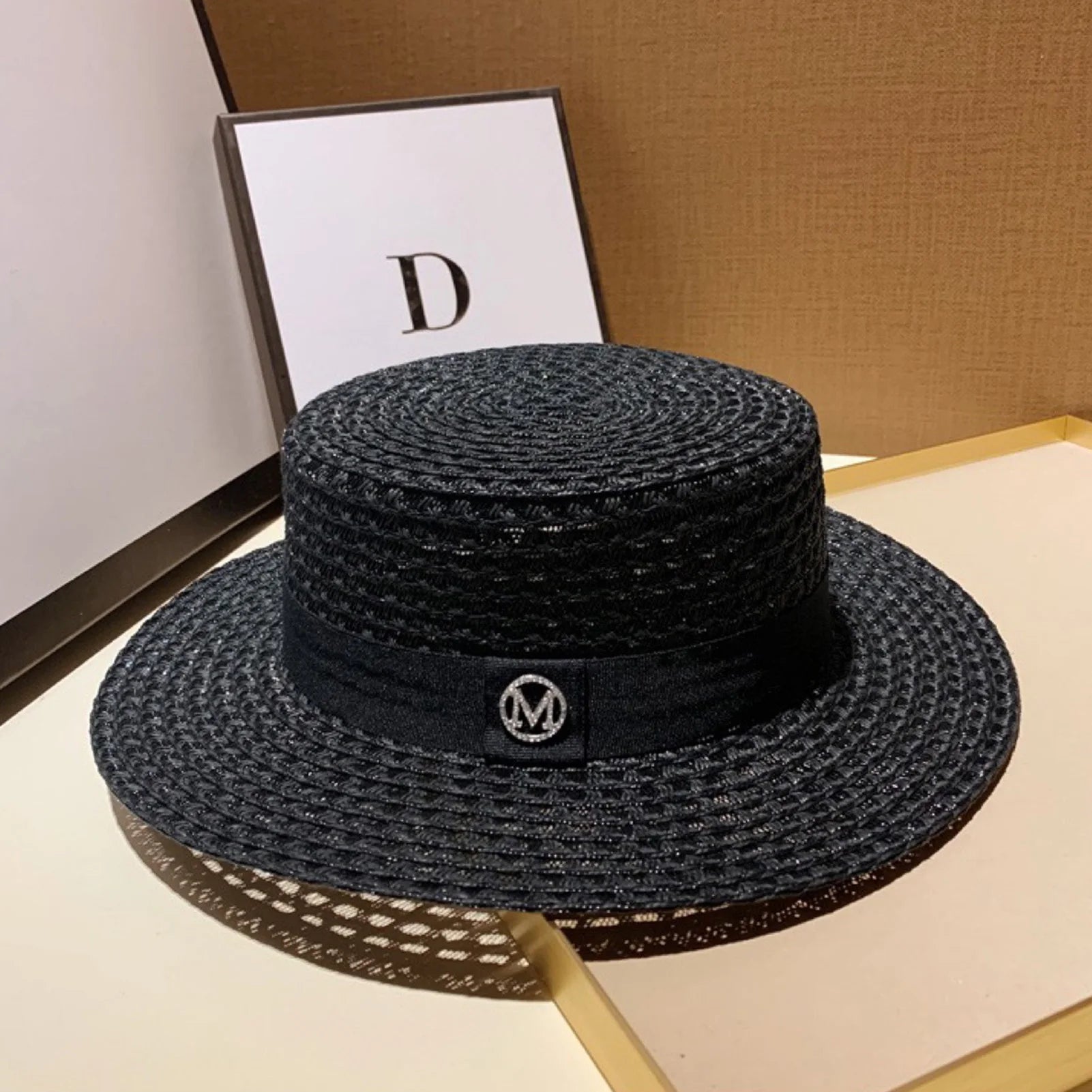 Women's Summer Straw Sun Hat French Style Knitted Straw Hats Sun Shade Hat Perfect Gift for Birthday Holiday Peaceful Pleasures Health and Wellness