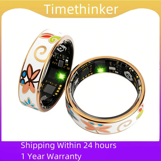 Color Enamels Smart Ring Fashion Women Female IP68 Waterproof Smartring Heart Rate Sleep Monitor Fitness Tracker for Android IOS Peaceful Pleasures Health and Wellness
