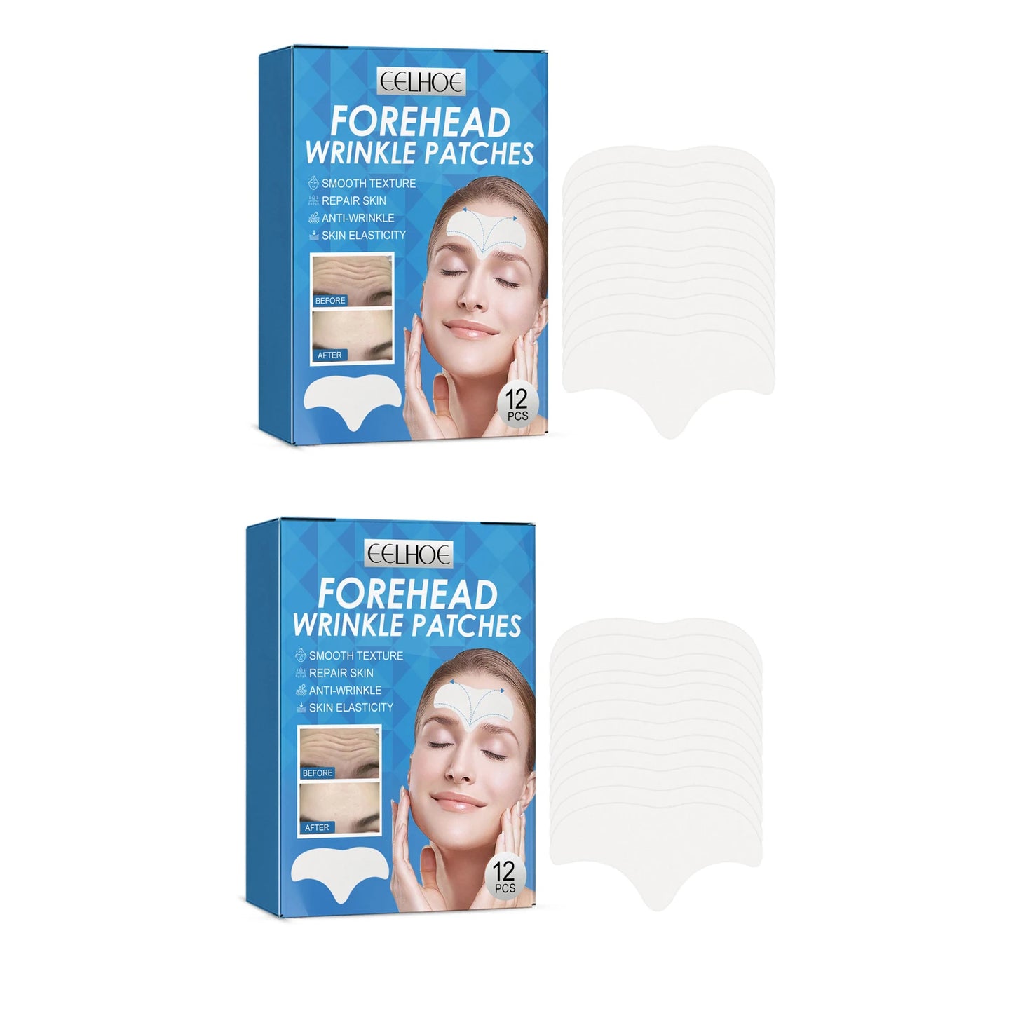 Tightening Forehead Mask Firming Fade Fine Line Reduce Wrinkles Improving Elasticity Repair Anti-Aging Forehead Wrinkle Patches Peaceful Pleasures Health and Wellness 2 X 12pcs Boxed