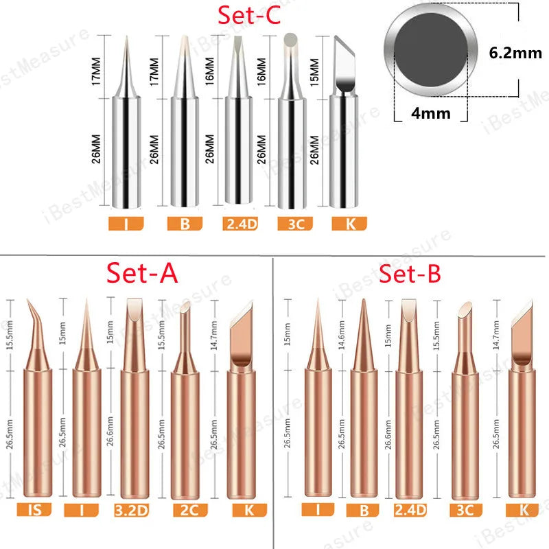 5pcs 900M-T Pure Copper Soldering Iron Tip Lead-free Solder Tips Welding Head BGA Soldering Tools Branding Iron Peaceful Pleasures Health and Wellness