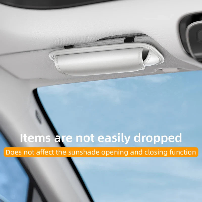 PU Leather Car Sun Visor Sunglasses Holder & Eyeglass Case