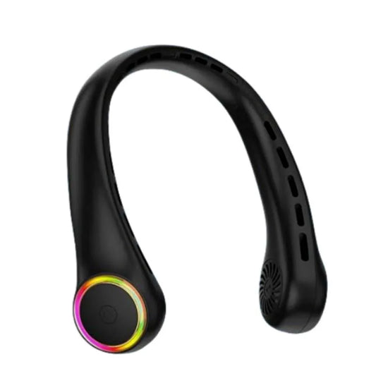 2026 Fashion Colors Light Hanging Neck Fan Portable Outdoor Sports Wearable Neck Fan Usb Rechargeable Mini Air Cooling Fans Peaceful Pleasures Health and Wellness black