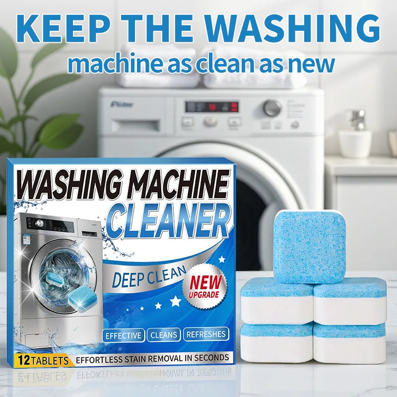 Washing Machine Cleaner Tablets 12/24 Pieces Deep Cleaning Effervescent Tablets For Front And Top Load Washers Removes Odor And Peaceful Pleasures Health and Wellness