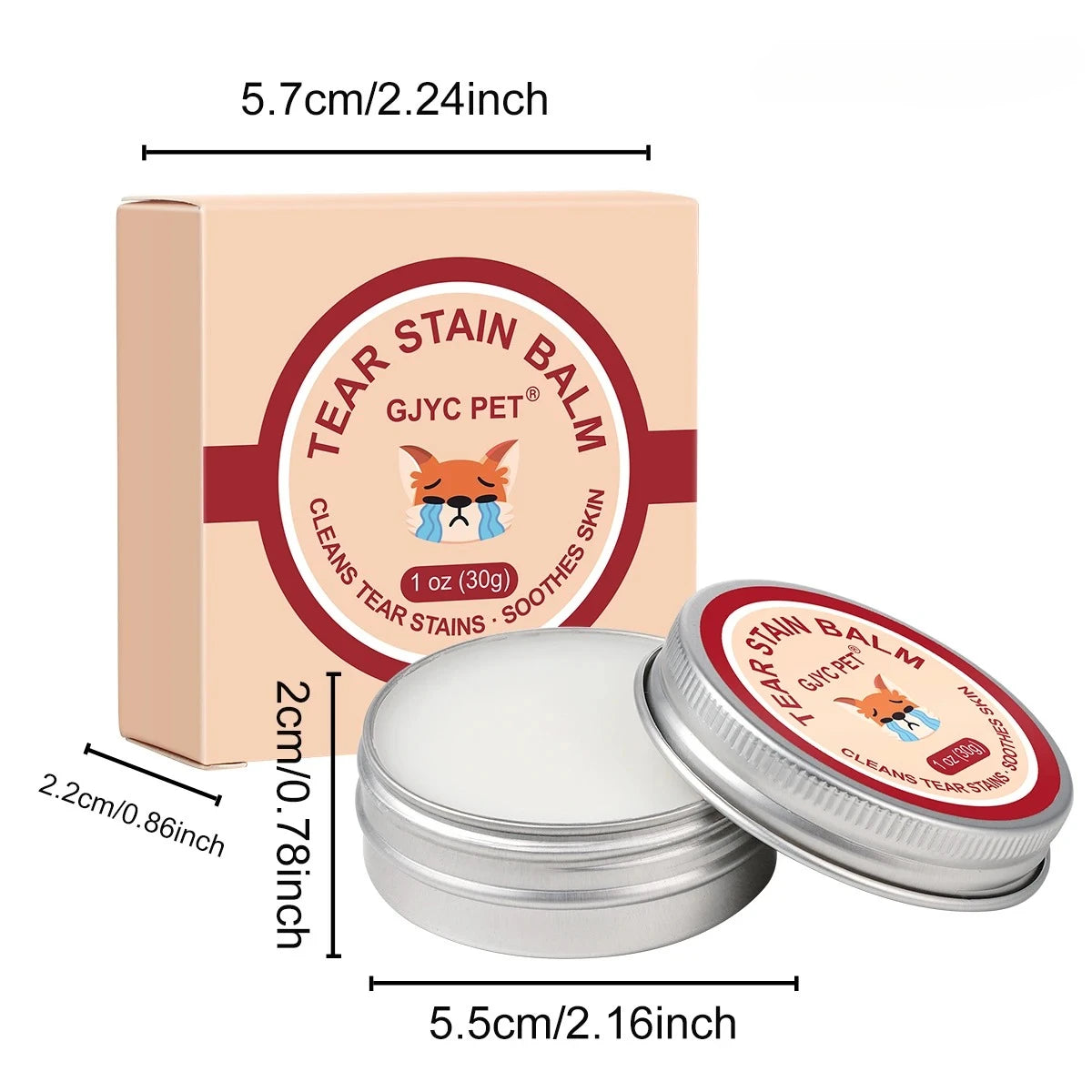 Natural Gentle Tear Stain Balm With Brush Tear Stain Remover Reduces Eye Marks Prevents Pigmentation For Dogs Cats Peaceful Pleasures Health and Wellness Pet Tear Stain Balm