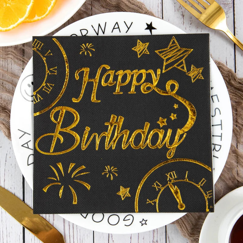 Gold Disposable Napkins of Cocktail for Mr and Mrs Birthday or Wedding Perfect for Parties and Elegant Dining Occasion Peaceful Pleasures Health and Wellness 1Bag Black