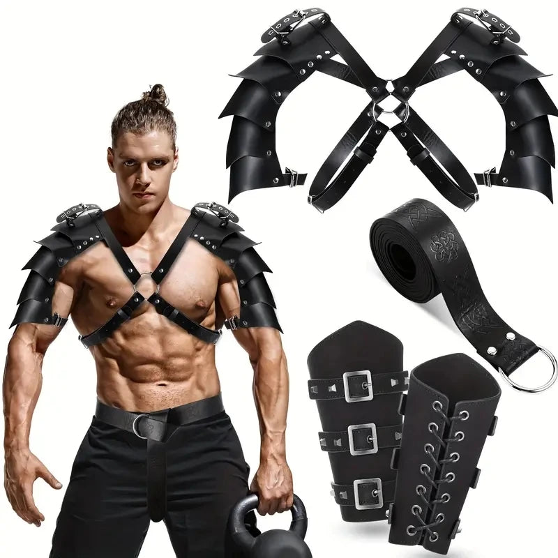 Leather Medieval Shoulder Pauldron Knight Adjustable Buckle Punk