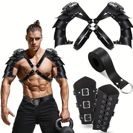 Leather Medieval Shoulder Pauldron Knight Adjustable Buckle Punk Peaceful Pleasures Health and Wellness