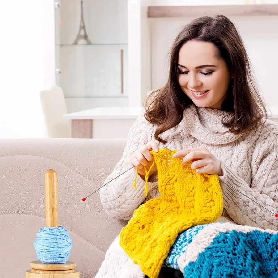 Wooden Yarn Skein Holder & Dispenser – Spinning Yarn Organizer for Crocheting, Knitting & Embroidery Peaceful Pleasures Health and Wellness