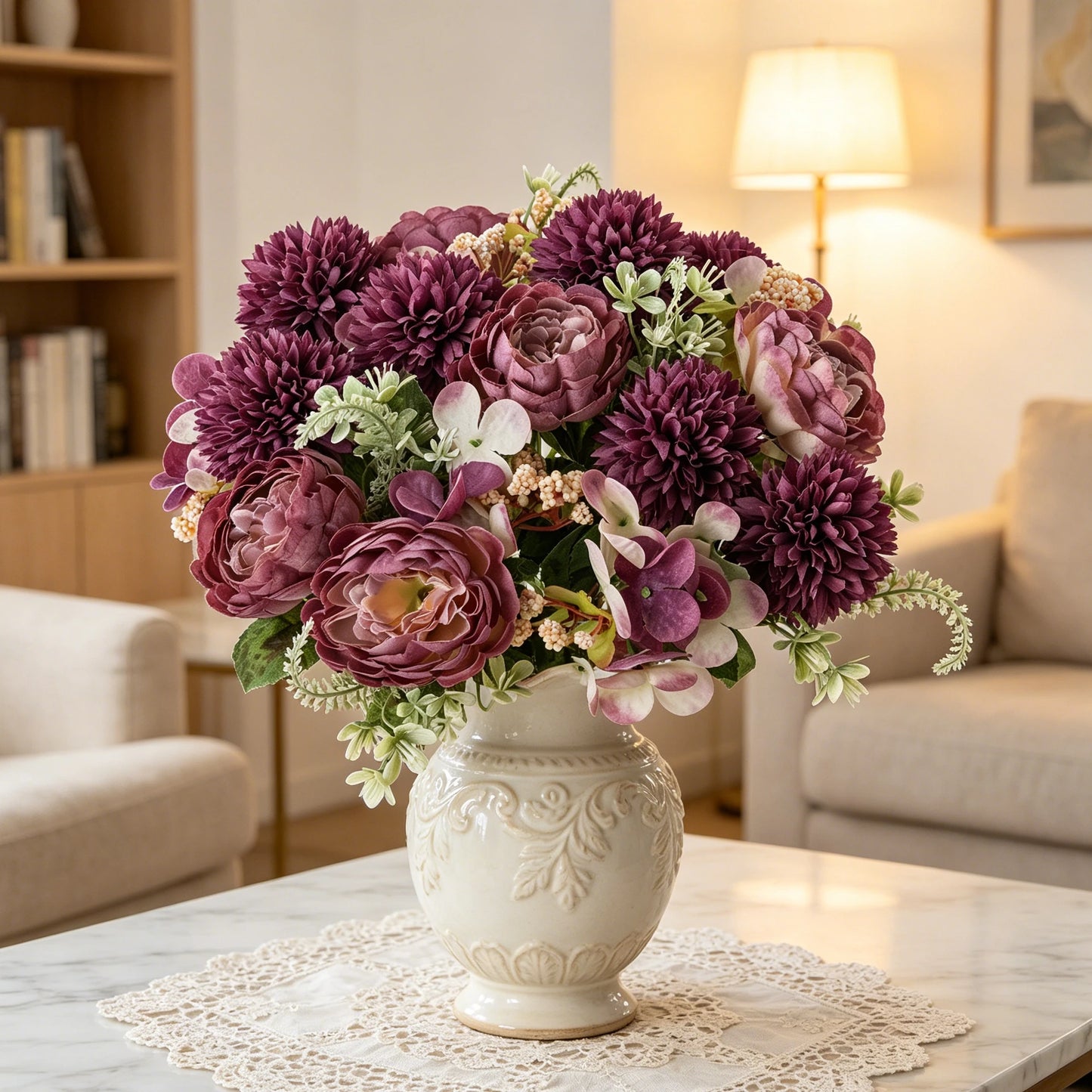 Silk Peony Artificial Flower Bouquet for Wedding & Home Decor