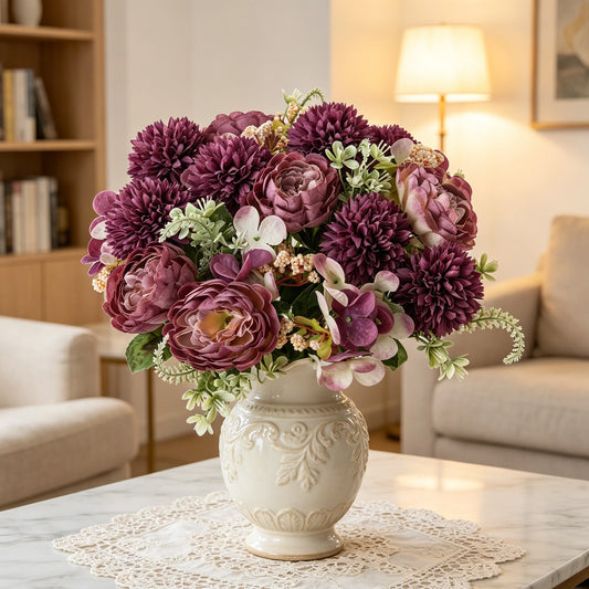 Silk Peony Artificial Flower Bouquet for Wedding & Home Decor