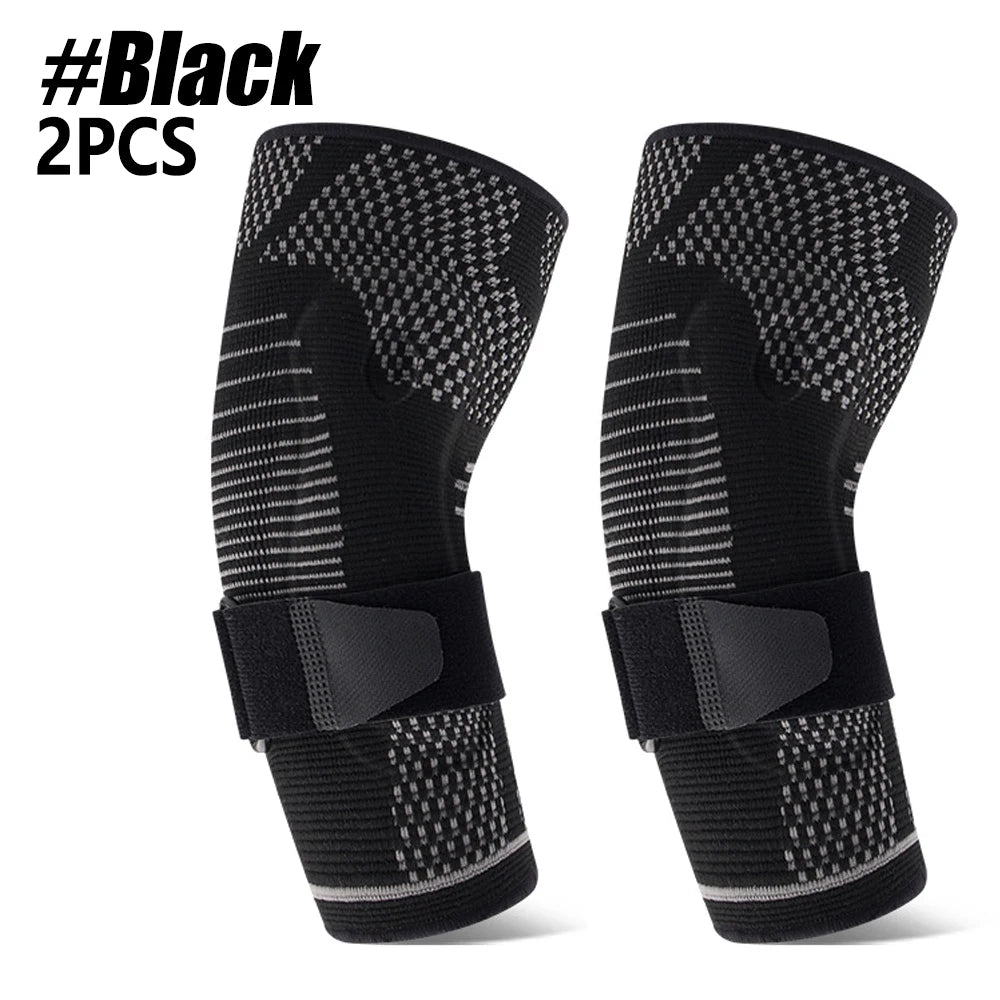 Arthritis Elbow Compression Sleeve with Strap - Adjustable Arm Support Brace with Gel Pad for Tendinitis,Golfers,Weightlifting Peaceful Pleasures Health and Wellness Black-2PCS L