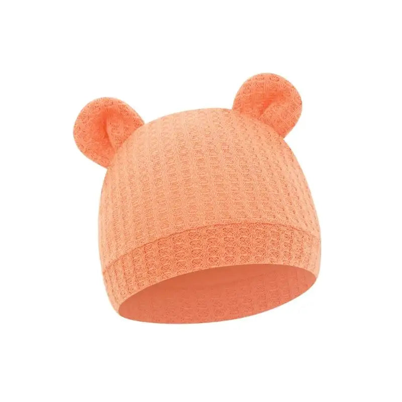 Bear Ear Newborn Baby Hat | Waffle Knit Stretchy Cap 0–24 Months